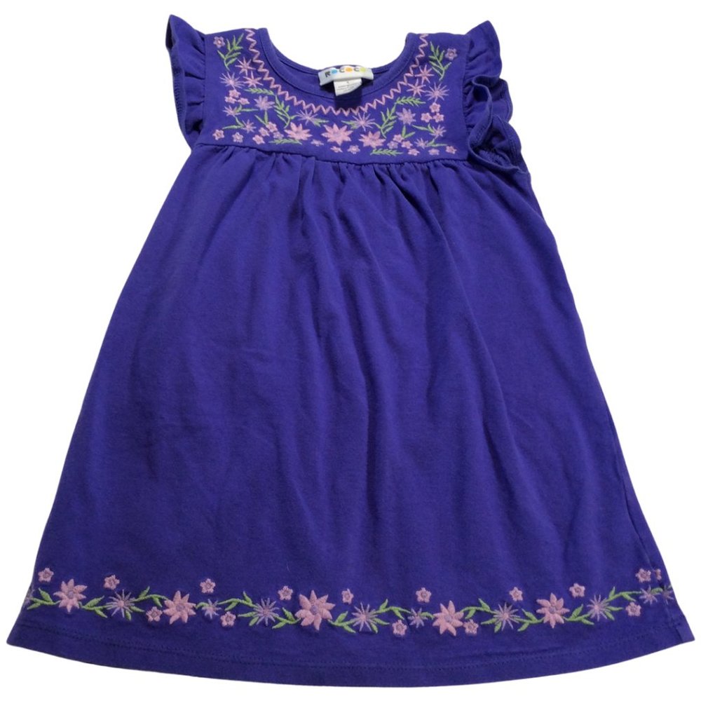 Purple Sleeveless Dress w/ Floral Embroidery